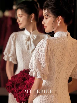 Yourqipao Nova Bela Izboljšano Tradicionalna Kitajska Obleka Cheongsam 2023 Poletje Ženske Eleganten Čipke Poročni Večer Stranka Obleko