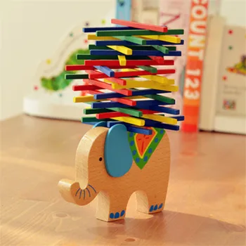 Montessori material Izobraževalne igrače Otroške igrače Lesenih blokov Bilance igrače Domino Stacker Igro Živali Slon Kamelo Otrok darilo