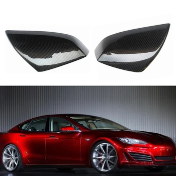 Za Tesla Model S 2021.6-2022 Pravi Ogljikovih Vlaken Ogledalo Kritje Dodaj Na Avto Zunanja Vrata Strani Pogled Od Zadaj Primerih Povratne Lupine Kape