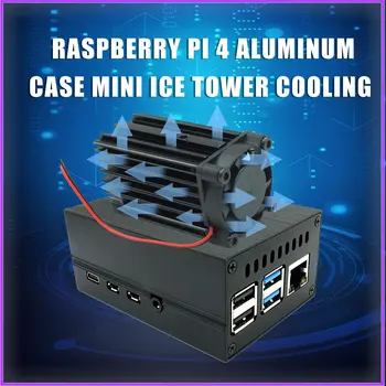 Raspberry Pi 4 Aluminij Ohišje Mini Led Toren Koelsysteem Izpolnjeni 25 mm Tiho Hladilni Ventilator + Heatsink Kit Voor raspberry Pi 4 Model B