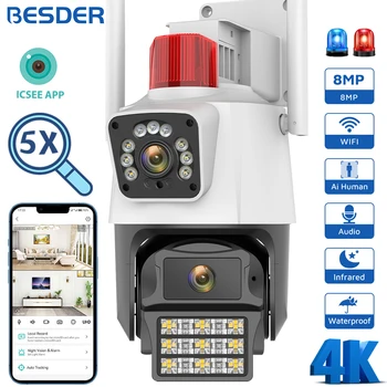 BESDER 8MP PTZ WiFi Kamera z Dvojno Barvni Zaslon Night Vision Prostem 4MP Varnosti IP Kamere CCTV nadzorna Kamera ICSEE App