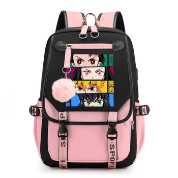 Anime Demon Slayer Kimetsu Ne Yaiba Šolski Nahrbtnik Najstniki Bookbag za Visoke Šole za Ženske ' s College v Nahrbtnik USB dekleta šolske torbe
