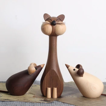 Nordijska doma dekoracijo podgana leto nebesno darilo mačka in miš ustvarjalne študije dekoracijo lesa oreha obrti