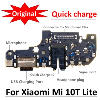 Izvirno Novo Polnjenje prek kabla USB Vrata Odbor Flex Kabel Priključek Deli Za Xiaomi Mi 10T Lite Mikrofon Modul