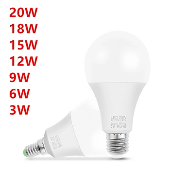 20 Kos/Veliko E27 E14 LED Žarnica Žarnice 9W Lampada LED Žarnica AC 220V-240V Bombilla Pozornosti Hladno/Toplo Bela