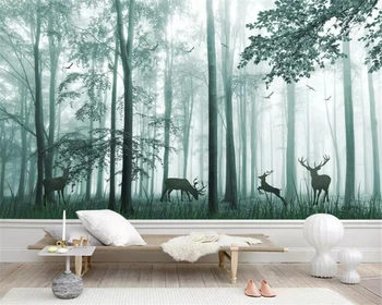 olajšave za ozadje narave Megleno gozdu Plum blossom jelena zidana spalnica, dnevni prostor kavč, TV ozadju stene 3D ozadje