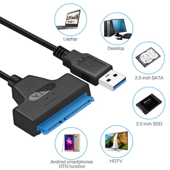 SATA na USB 3.0 / 2.0 Kabel do 6 Gbps za 2.5 Inch/3.5 Inch Zunanji HDD SSD Trdi Disk SATA 22 Pin Adapter USB 3.0, da Sata
