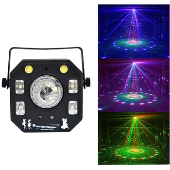 Štiri v enem LED lasersko svetlobo glas nadzorovanih disco luči bar fazi, fazi svetlobe svate, dekoracijo Halloween luči luči