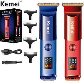 Kemei Professional Hair Trimmer Za Moške Električni Obraz, Brada Telo Las Clipper Polnilna LED LCD Lase Rezanje KM-075