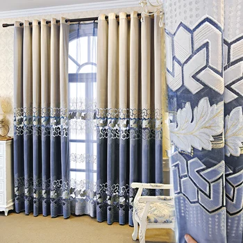 Vile luksuzni Ameriški vzdušje francoski l modra zavesa, dnevna soba, spalnica neo klasične flanela Evropske zavese