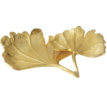 Novo Zlato v Listih Ginkgo Biloba Leaf Okrasni Pladenj Zlato Nakit Pladenj za Obroč Ogrlica Desk Dekorativni Jed Organizator Pladenj