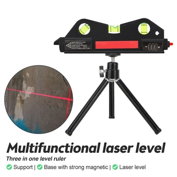 Vertikalni Horizontalni Laser Ravni Trak Nastavljiv Multifunkcijski Standard Vladar Križ Linije Merilni Instrument Z Stojalom