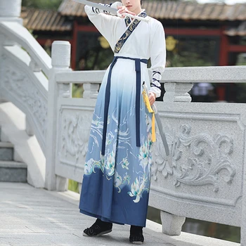 Moška Noša Starih borilnih veščin Slog Suknjič Gradient Krilo bo Ustrezala Tradicionalni Kitajski Slog Karneval Cosplay Mečevalec Kostum
