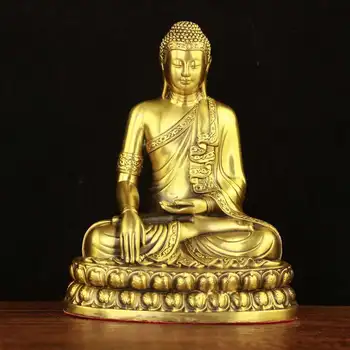 Baker Lotus Kip Bude Dvojno Lotus Sedi Buda Sakyamuni 19 Cm Visok Bronasti Ware figur kiparstvo dekor