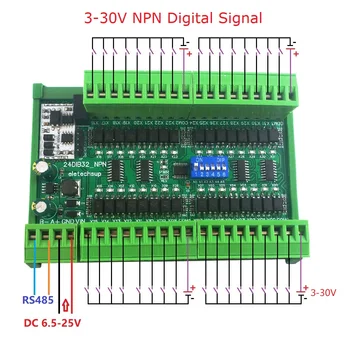 Optično Isolated16/32/48CH NPN/PNP Vnos Preklapljanje Digitalnega Sprejemnika Odbor RS485 Modbus RTU Modul DC 12V 24V