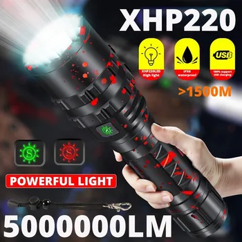 ZK40 50000000LM High Power XHP220 Močna LED Svetilka Taktične Vojaške Baklo USB Kampu Lanterna Nepremočljiva Self Defence