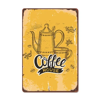 Vintage Sveže Kave Plaketo Kovinski Tin Prijavite Retro Pijte Kave, Plakat Stenske Nalepke za Cafe, Trgovina, Restavracija Sobi Doma Dekor 1