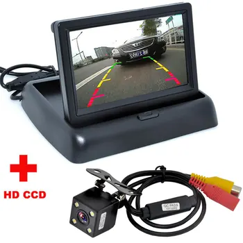 Samodejno Parkiranje Pomoč, Nove LED NOČ Avto CCD Pogled od Zadaj Kamero S 1/4-palčni Barvni LCD-Avto Video Zložljiv Zaslon Kamere