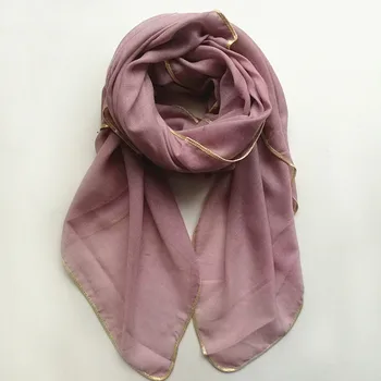 Vroče prodajo Zlata meji pravokotne ženski šal srajca femme hidžab navaden Musliman glavo, šal bufanda mujer
