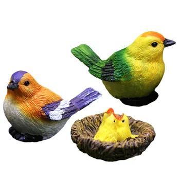 Simulacija Ptičje Gnezdo Krasijo Umetne Ptice Figurice Smolo Miniaturni Krajine Opremo