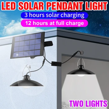 IP65 Vodotesen LED Obesek Solar Light Pokrajine Prostem Ulična Svetilka Reflektorji Oddaljen Nadzor Led Lestenec Luči Senzor